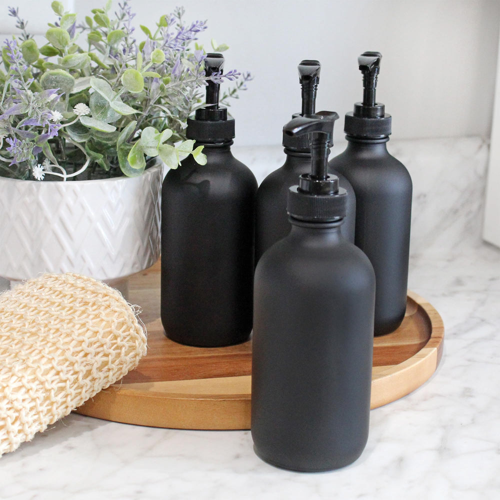 Cornucopia Brands black-coated bottle pump top locked for secure transport.
