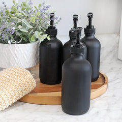 Cornucopia Brands black-coated bottle pump top locked for secure transport.
