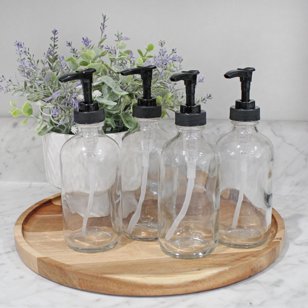 Cornucopia Brands black pump top on bottle enables easy dispensing for lotions.
