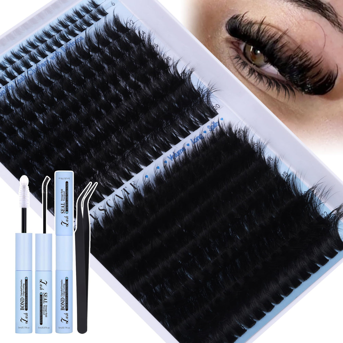 CORUSCATE lash clusters kit assembly view enables quick at-home glam.
