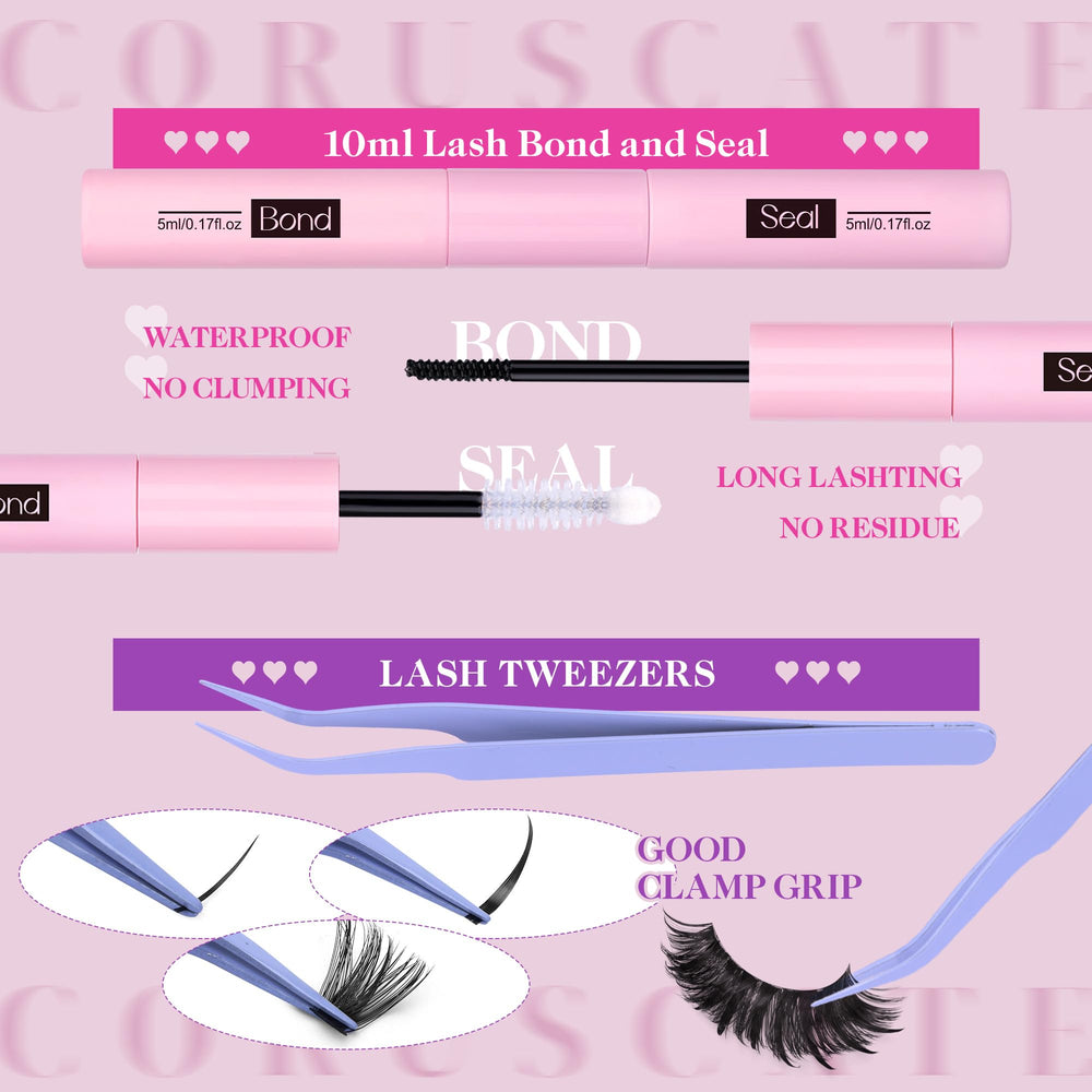 CORUSCATE lash tweezers help precise, clean placement.