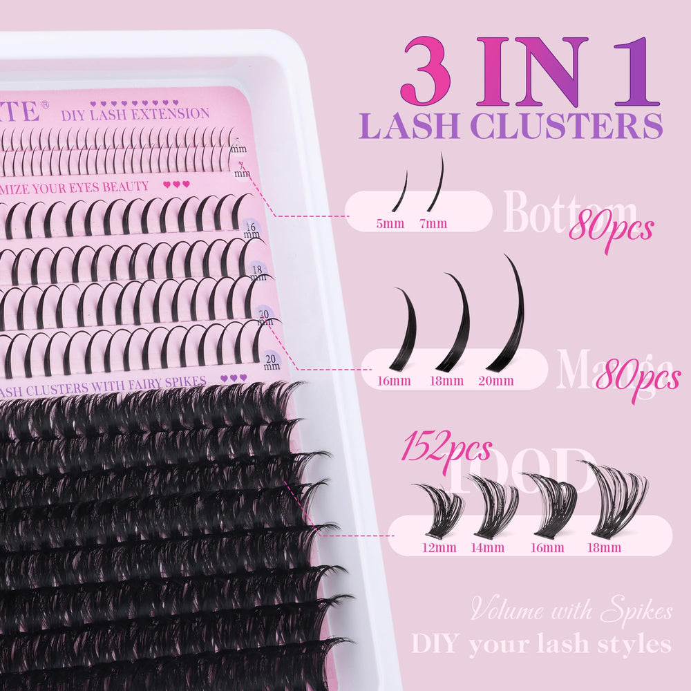 Pestañas inferiores cluster mini para contorno de ojos definido.