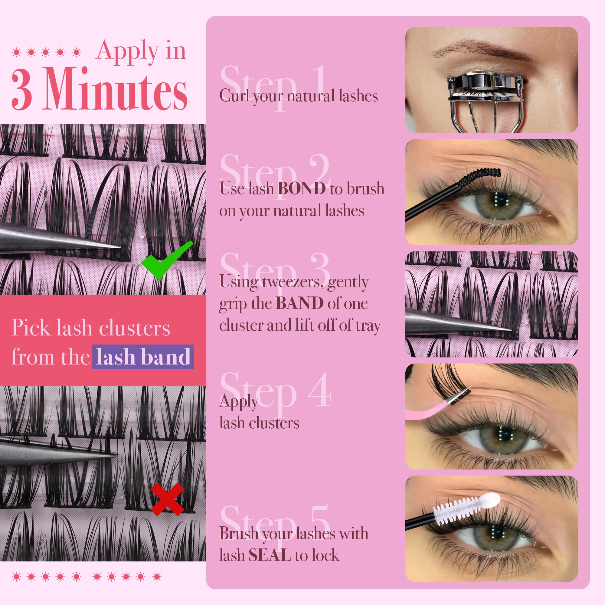 CORUSCATE Wispy Lash Clusters 144pcs display ample supply for multiple looks.