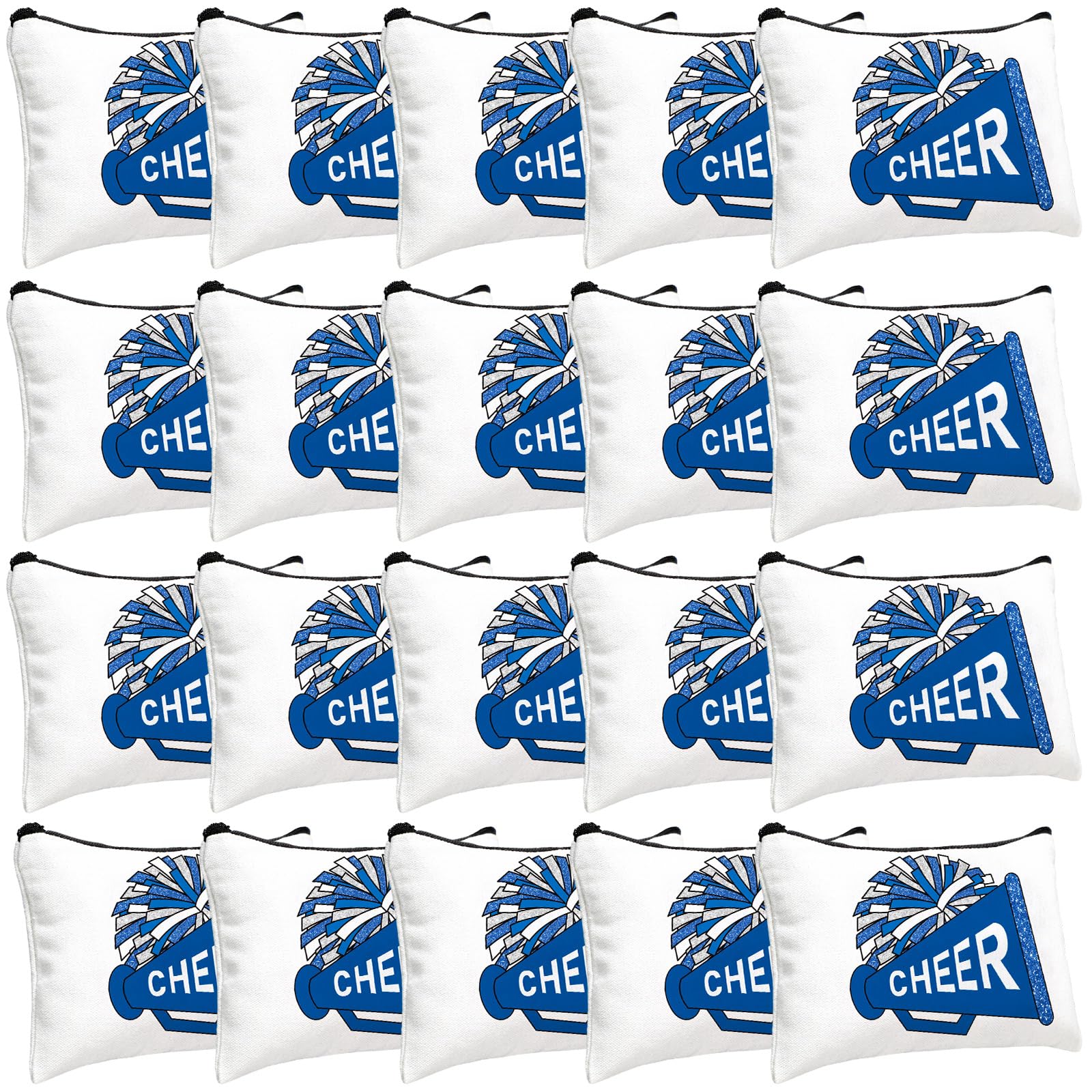 Cosblank cheer makeup bag blue bulk pack showing durable canvas for team gifts