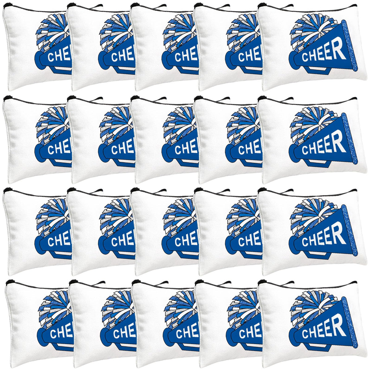 Cosblank cheer makeup bag blue bulk pack showing durable canvas for team gifts