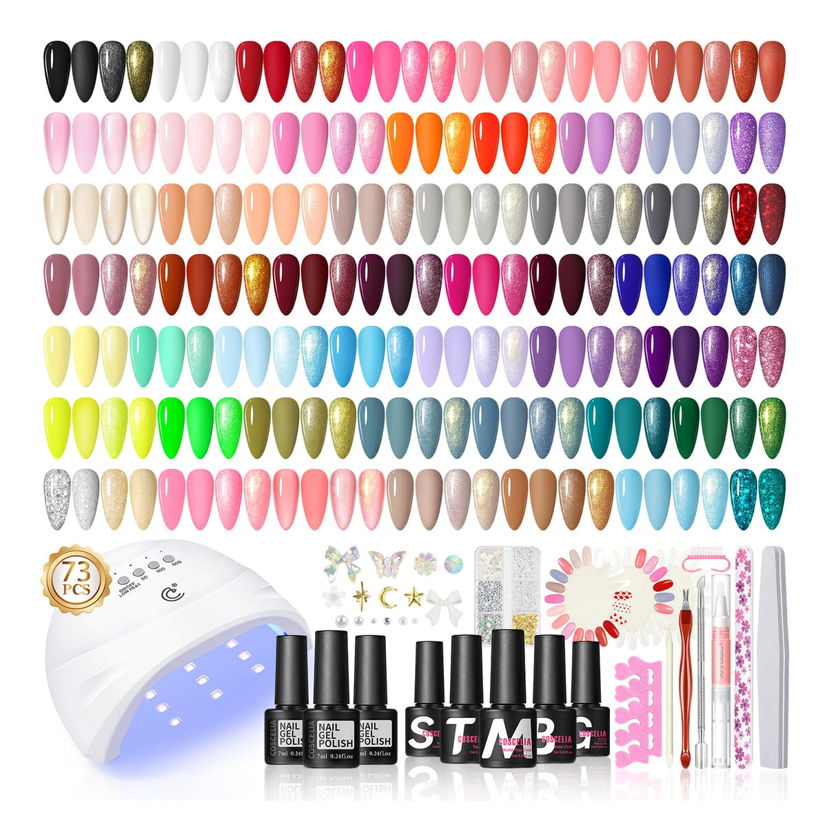 COSCELIA gel-nail-kit-uv-light enables professional at-home manicures.