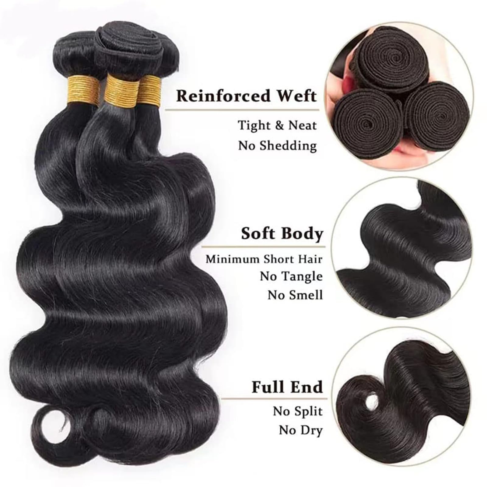 Coshgirl body wave bundles 18-inch extensions highlighting bouncy shiny ends