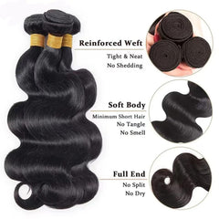 Coshgirl body wave bundles 18-inch extensions highlighting bouncy shiny ends