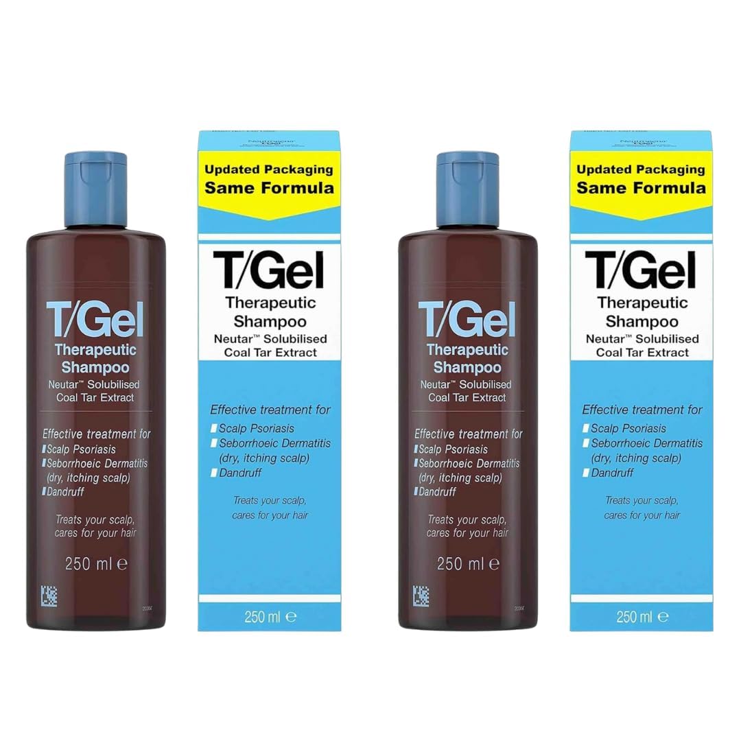 Cosletic T/Gel therapeutic shampoo bottle promotes scalp relief and clean, refreshed hair.