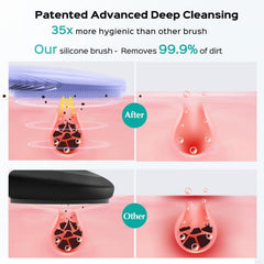 COSLUS brush-top silicone bristles provide gentle yet thorough pore cleansing