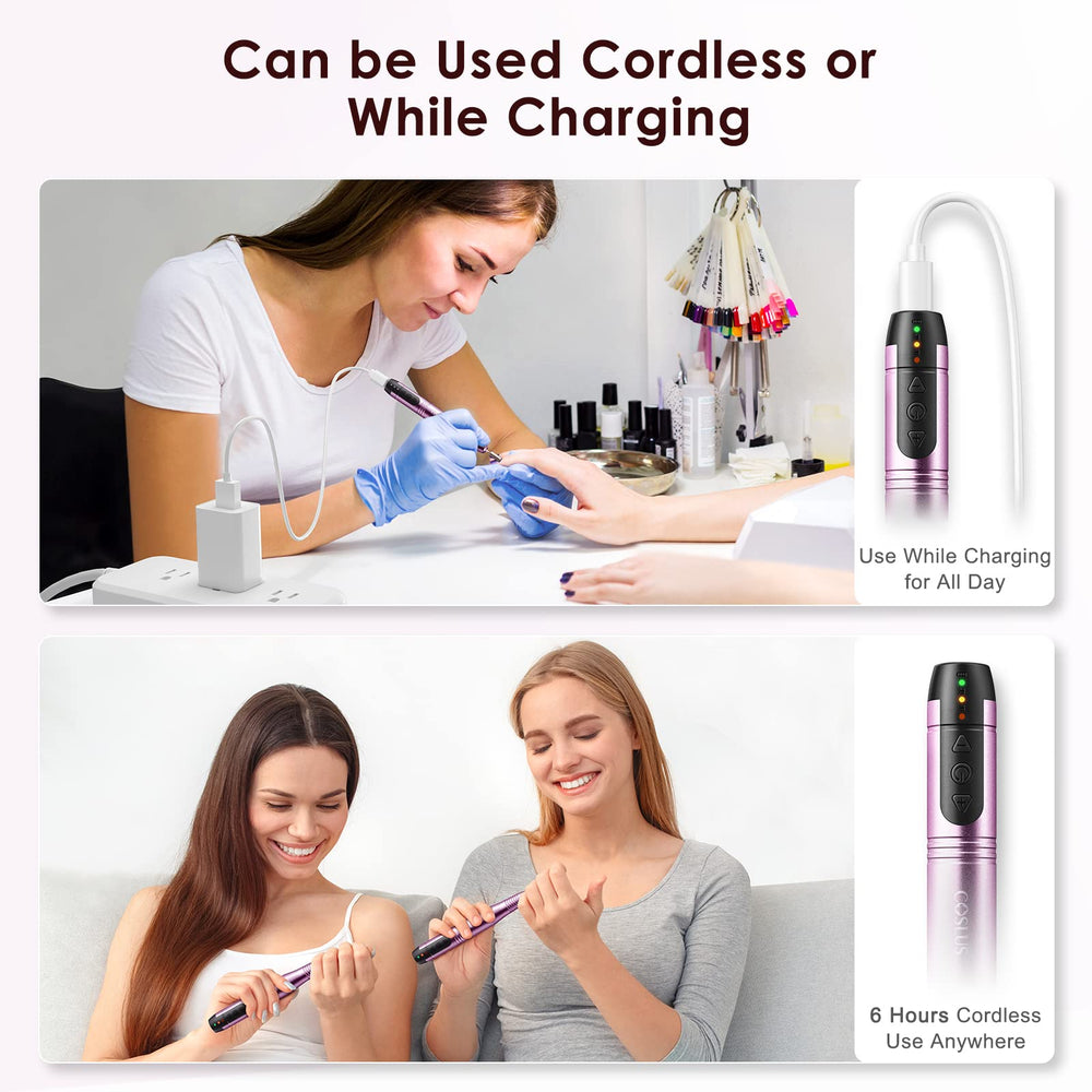 COSLUS cordless nail drill battery delivers up to six hours of use