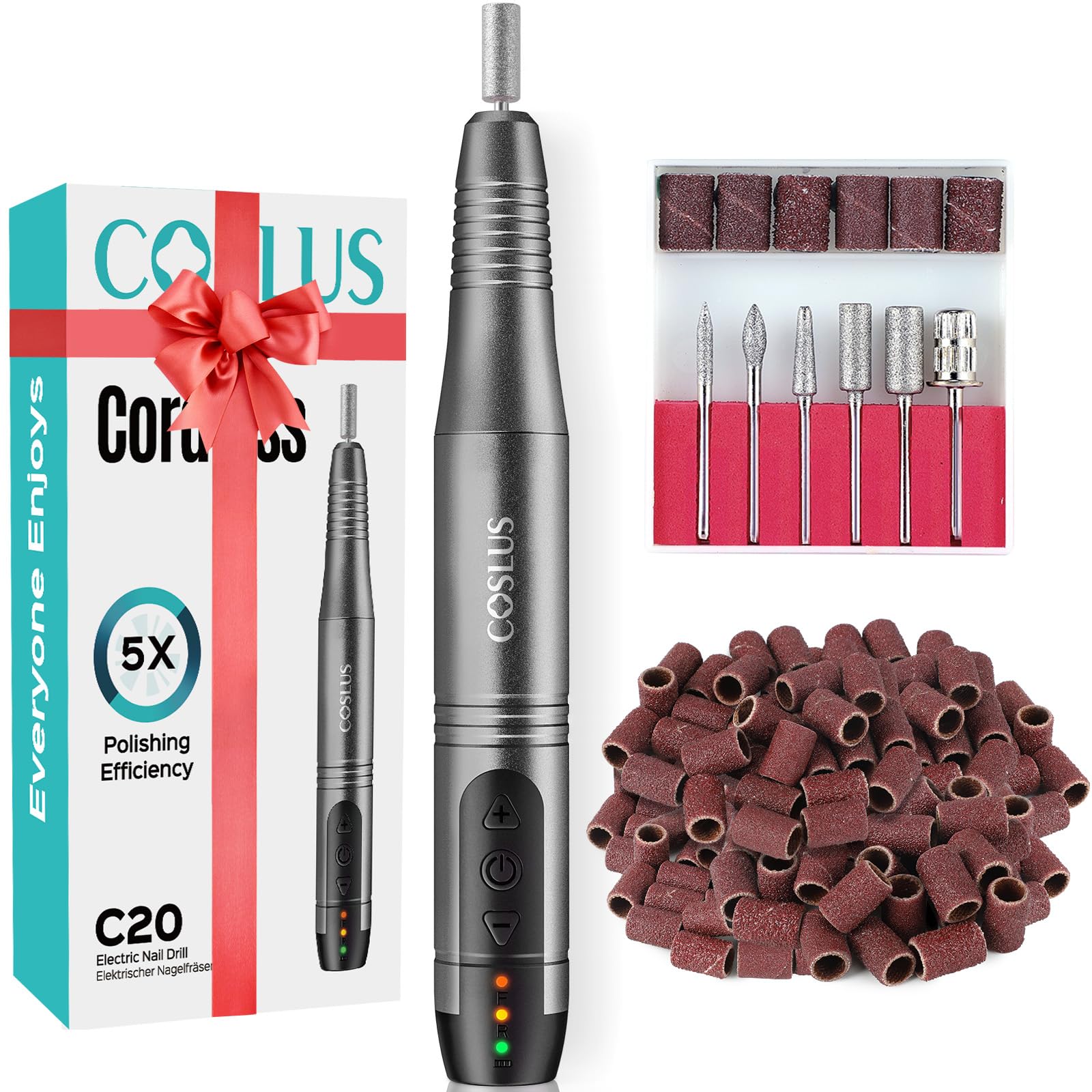COSLUS cordless nail drill handheld design for easy grip and precise manicures