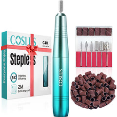 COSLUS electric nail drill blue compact design for precise at-home manicures and portability.