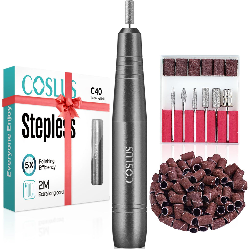 COSLUS electric nail drill kit compact design enabling precise filing.