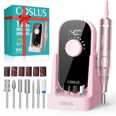 COSLUS electric nail drill with stand enhances at-home setup for steady, precise nail shaping.