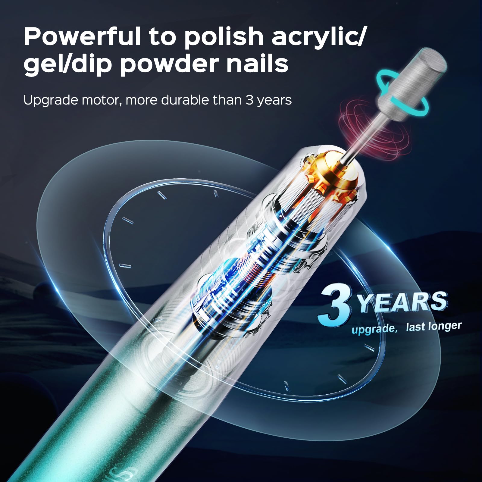 COSLUS electric nail file pen-style design offering comfortable grip and precise speed control.