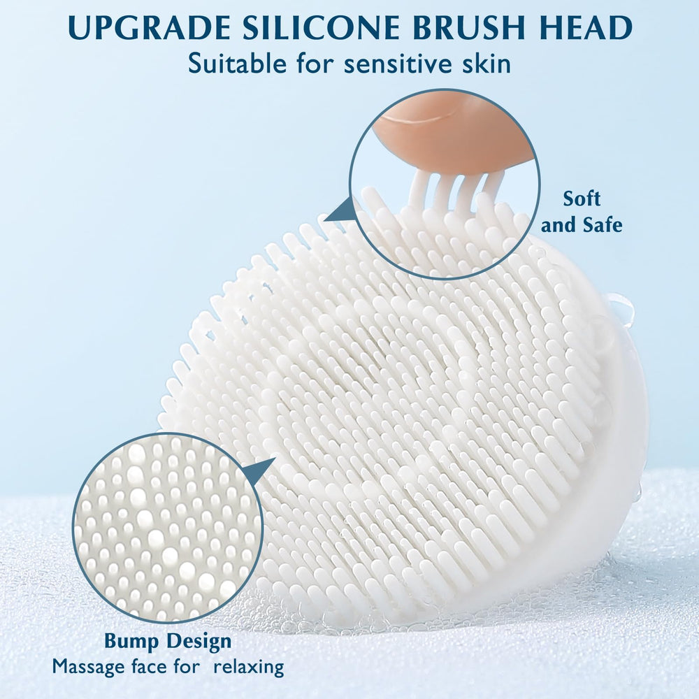 Coslus exfoliating brush head on skin for renewed glow