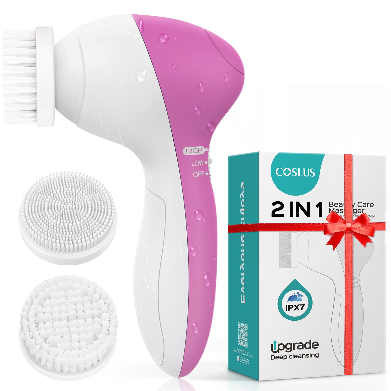 COSLUS facial cleansing brush silicone head for gentle exfoliation and deep cleansing.