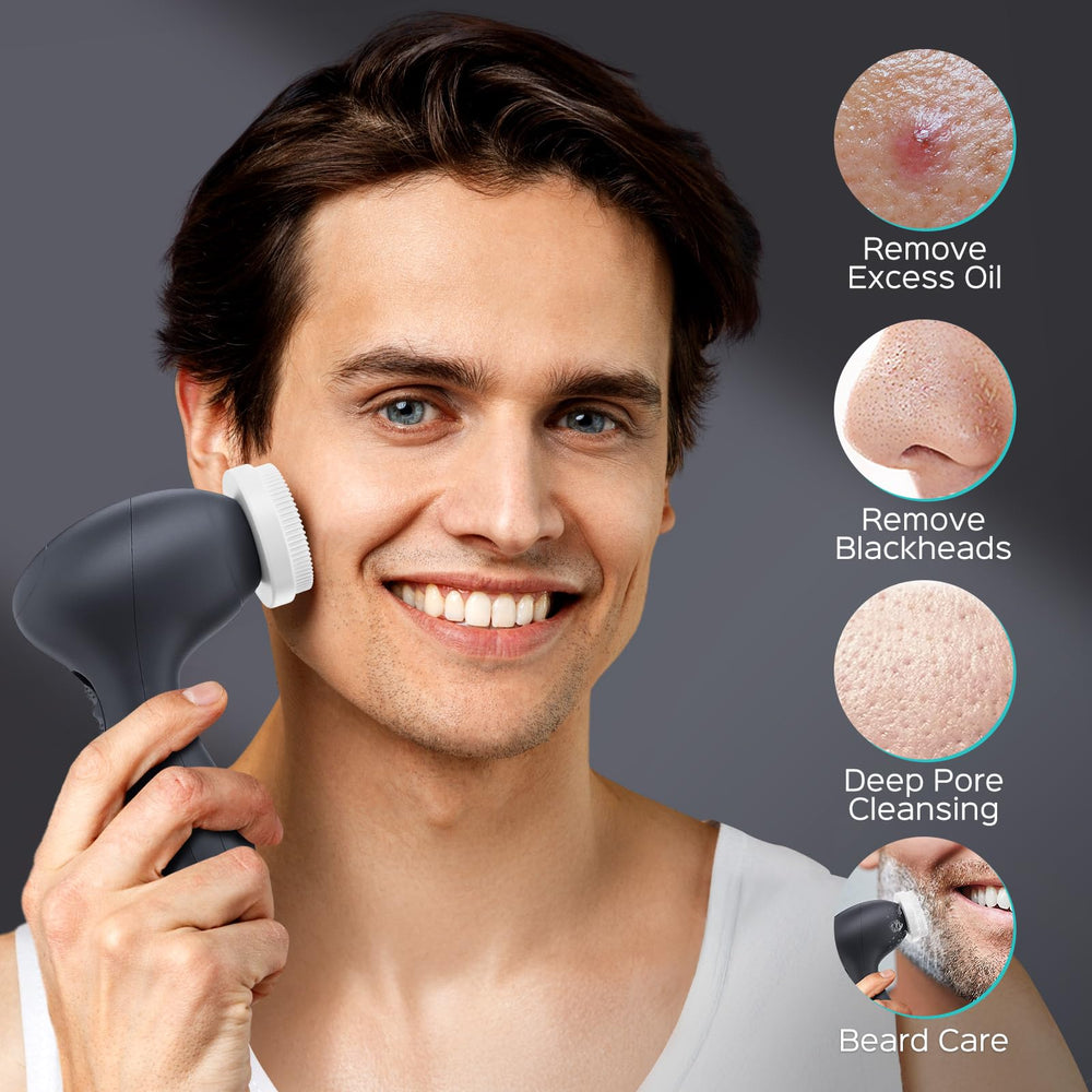 COSLUS Face Scrubber in beard-cleaning mode demonstrates targeted beard care