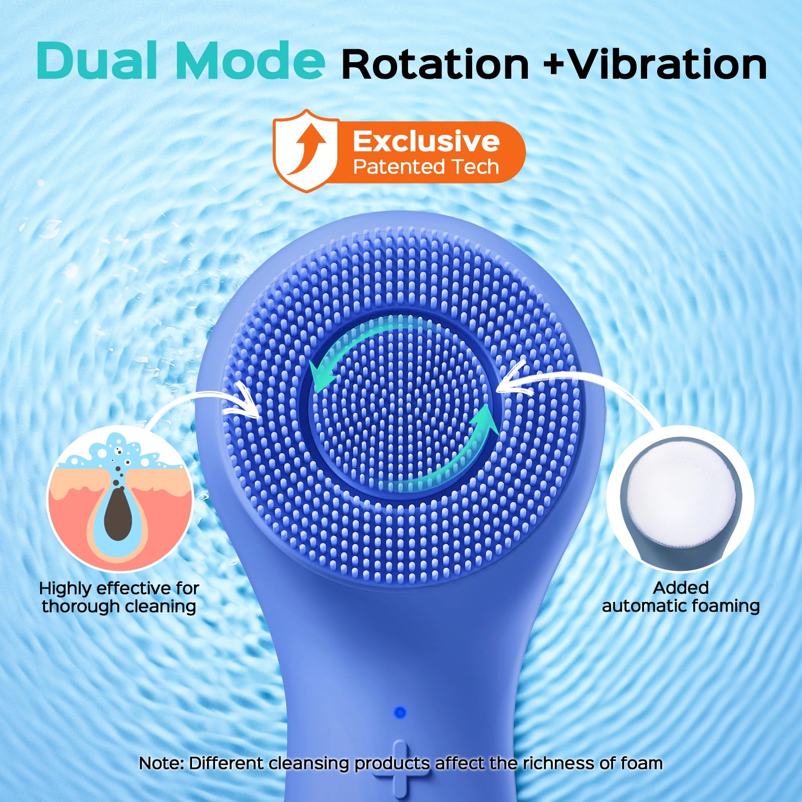 COSLUS Face Scrubber demonstrates automatic foaming action for quick lather