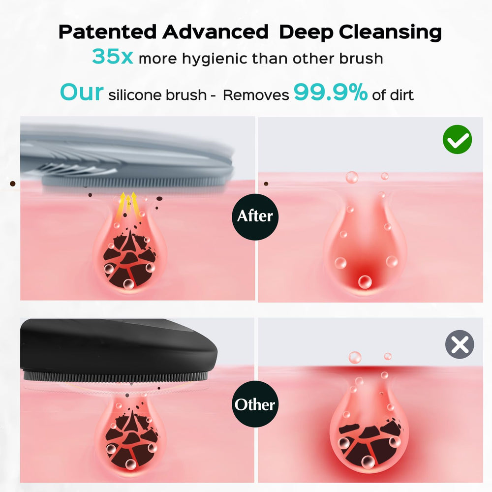 COSLUS Face Scrubber in the shower for deep cleansing