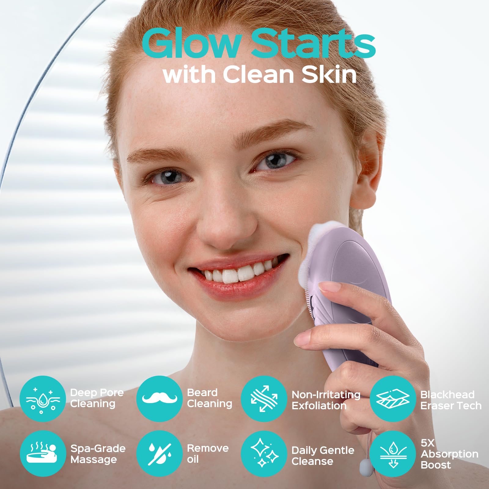 COSLUS Face Scrubber in shower promoting deep cleansing and smoother pores
