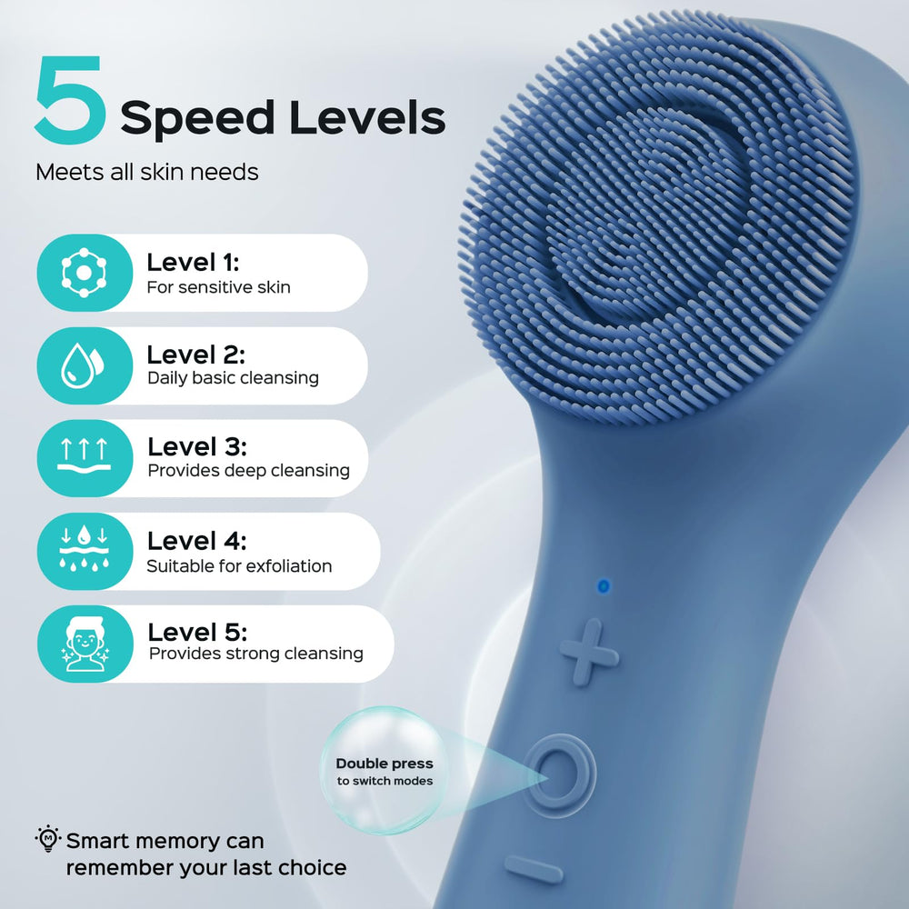 COSLUS Face Scrubber charging via USB for easy daily top-ups