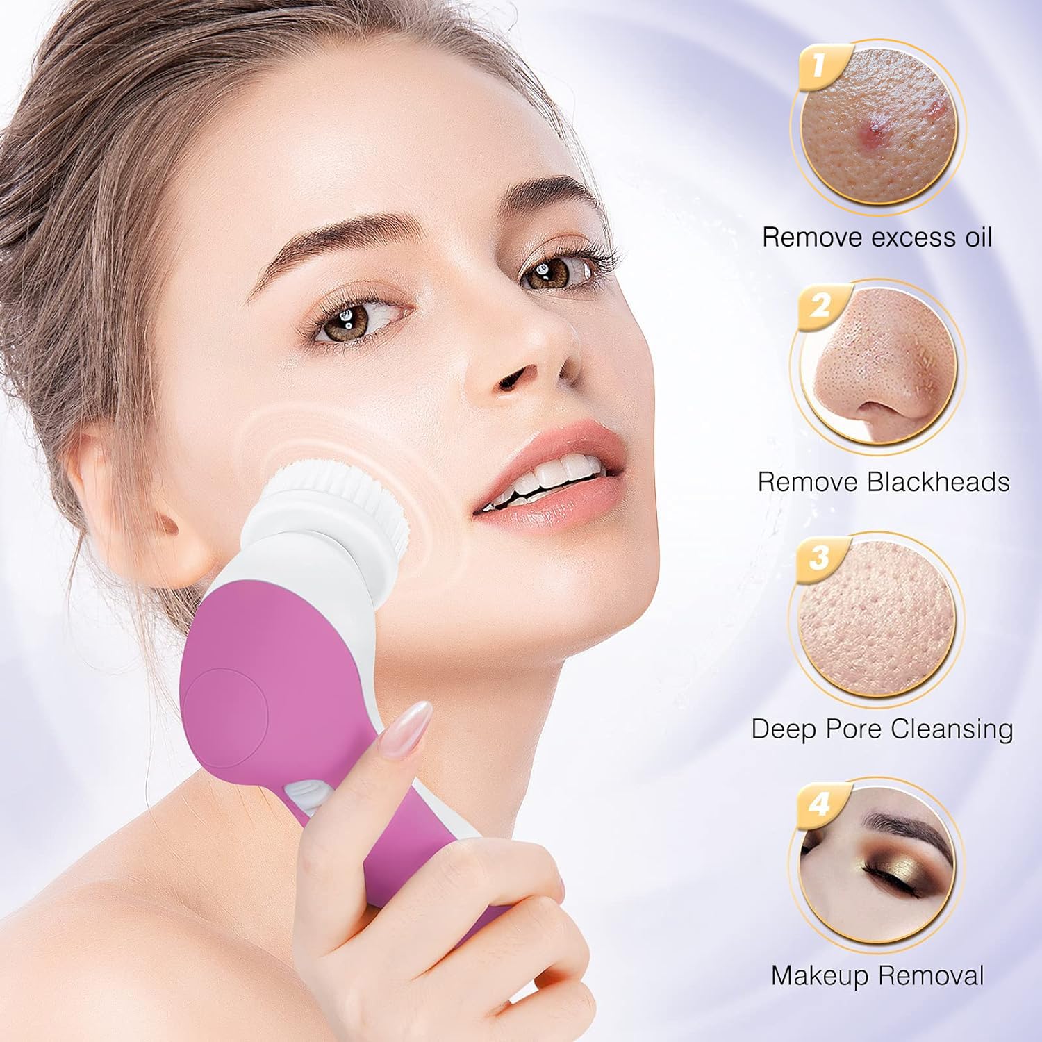 COSLUS facial cleansing brush 360° cleansing coverage for comprehensive cleaning