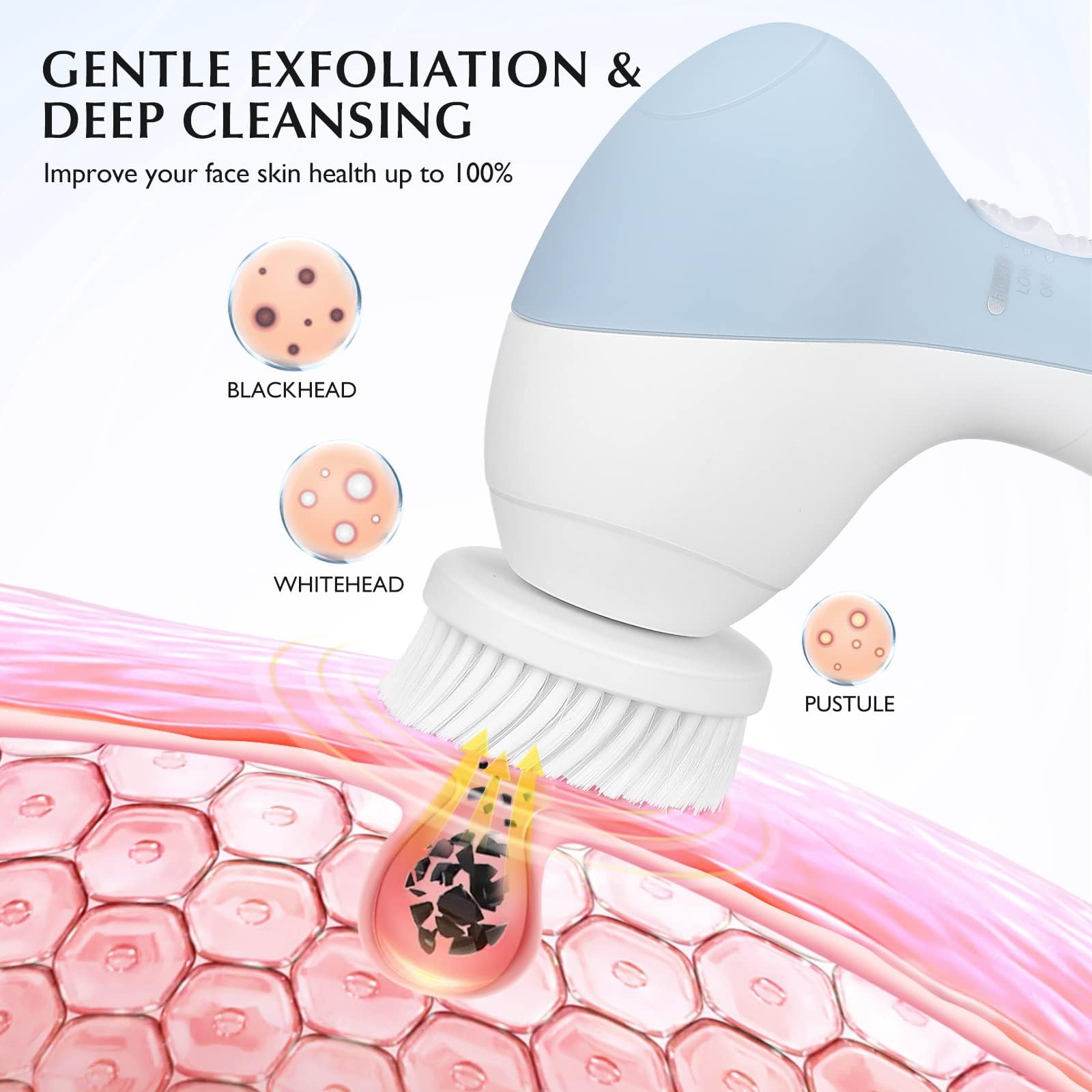 COSLUS pumice stone head enables targeted exfoliation.