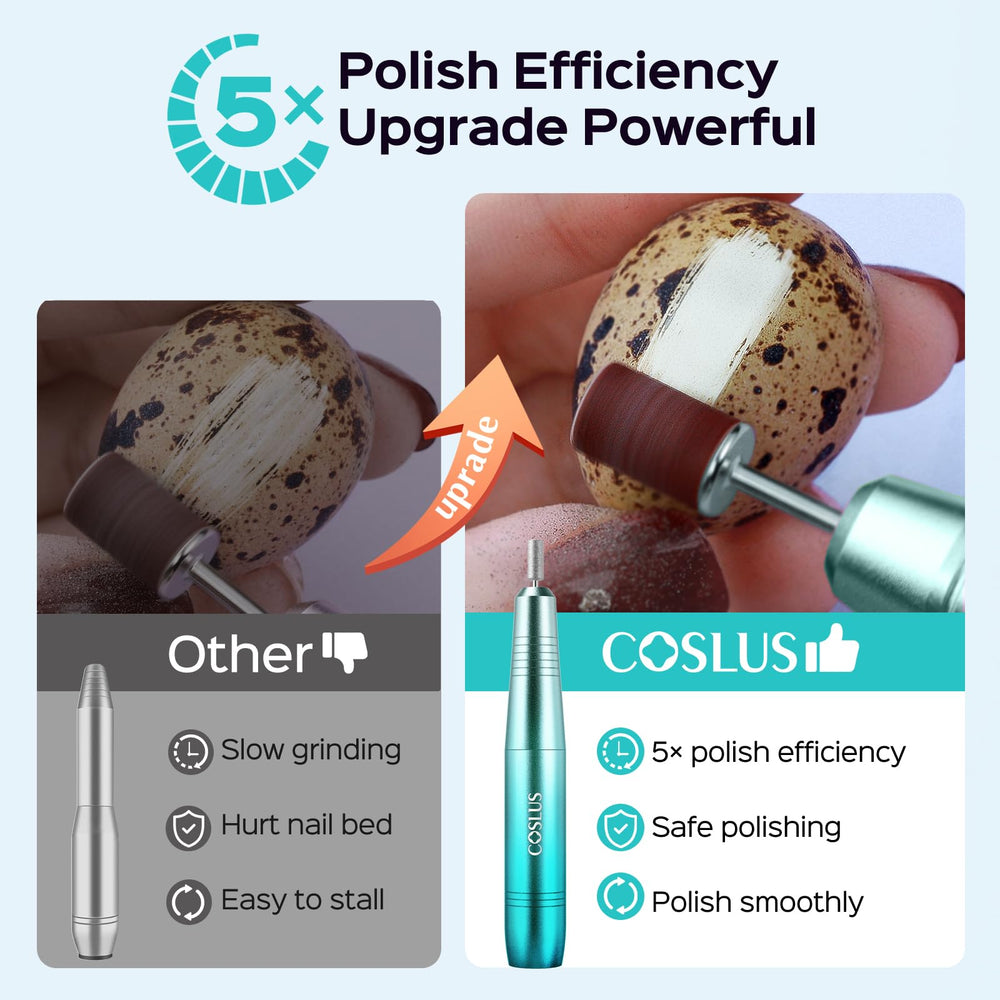 COSLUS six-piece nail drill bits set for versatile acrylic, gel, and dip powder prep.