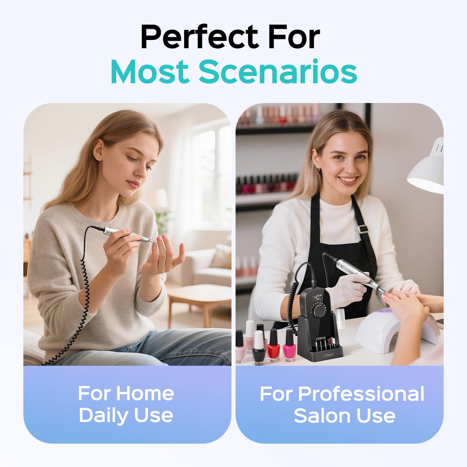 COSLUS nail drill for home use brings professional prep to DIY manicures.