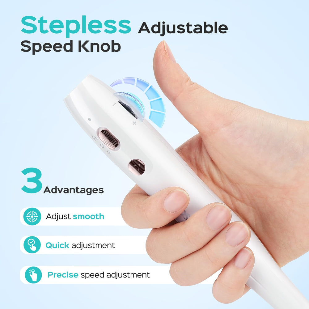 COSLUS nail drill with multiuse attachments fits acrylic, gel, dip powder and natural nails.