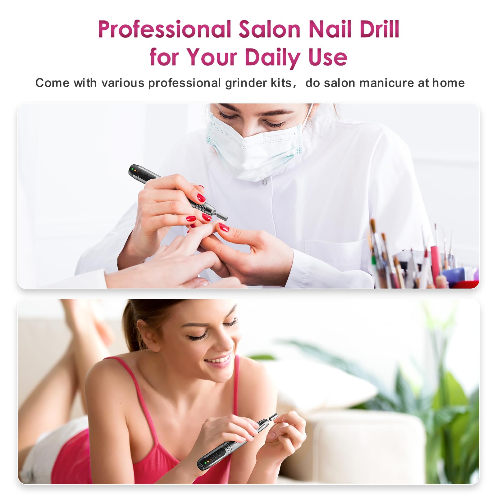 COSLUS professional kit includes six bits for diverse manicure and pedicure needs