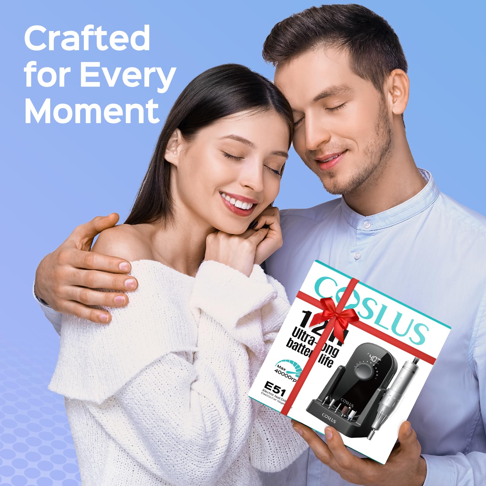 COSLUS nail drill operates quietly for comfortable sessions.