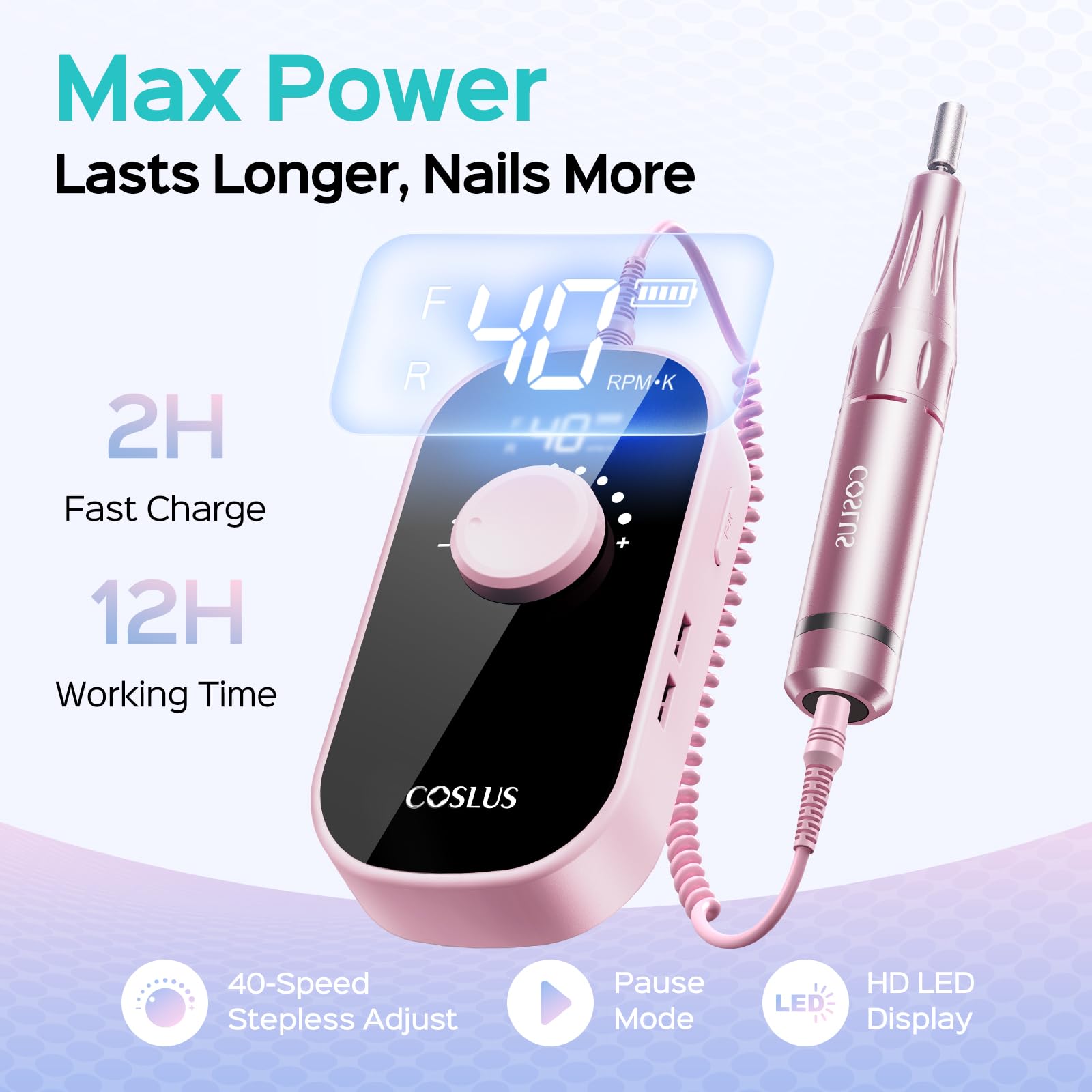 COSLUS nail drill storage base keeps bits organized for quick, clutter-free workflow.
