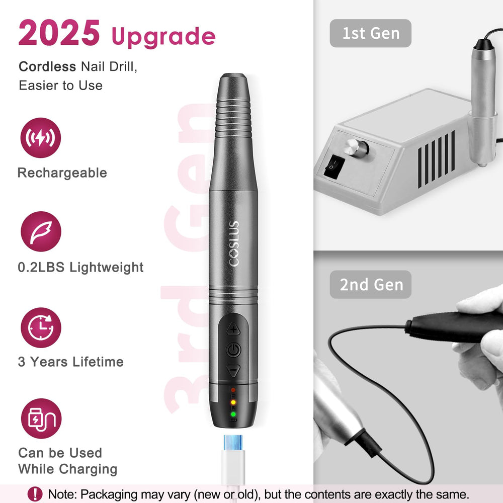 COSLUS nail drill variable speed forward reverse for customized manicure and pedicure tasks