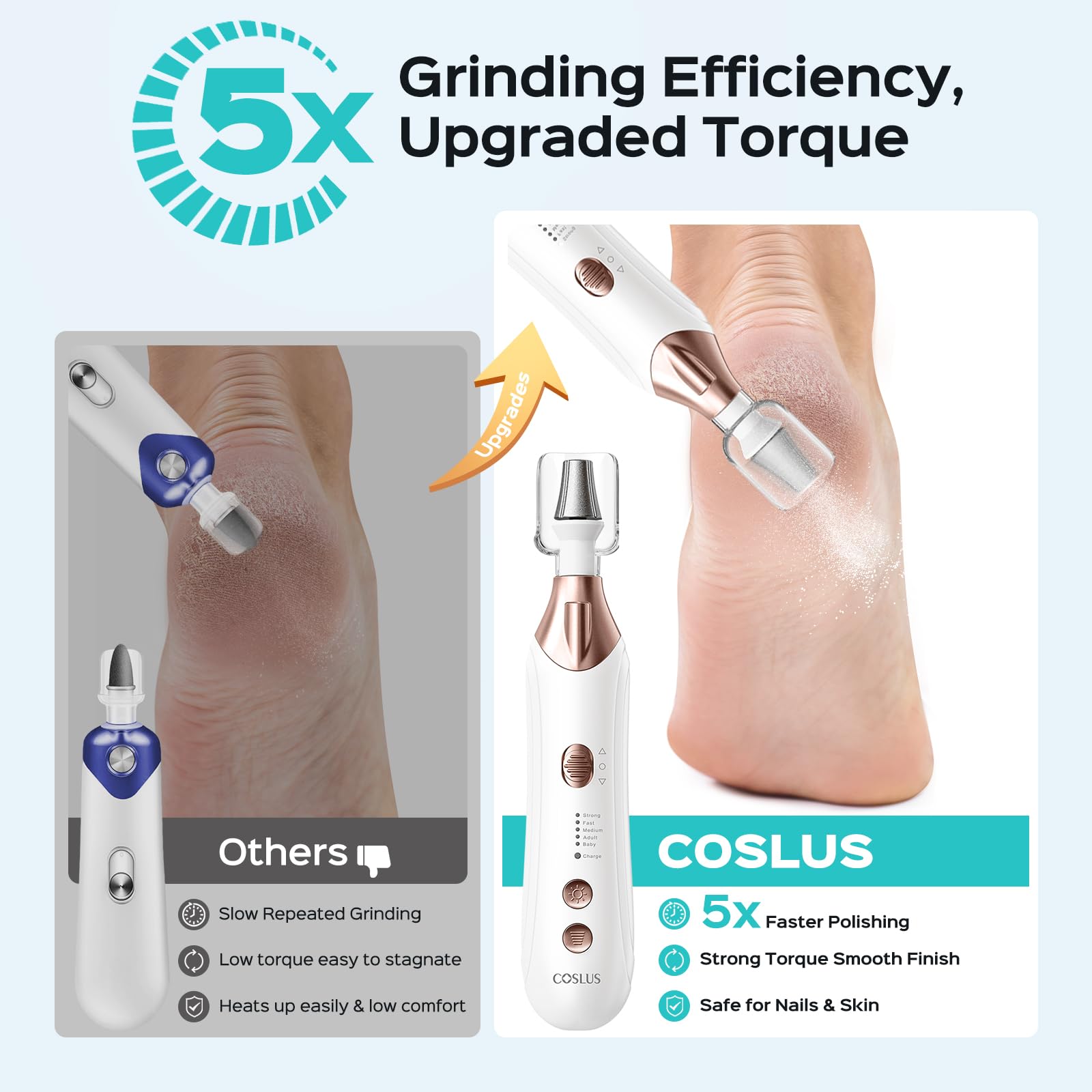 COSLUS nail file featuring a powerful motor for efficient trimming.