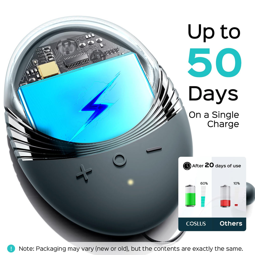 COSLUS portable brush with 50-day battery life for on-the-go use.