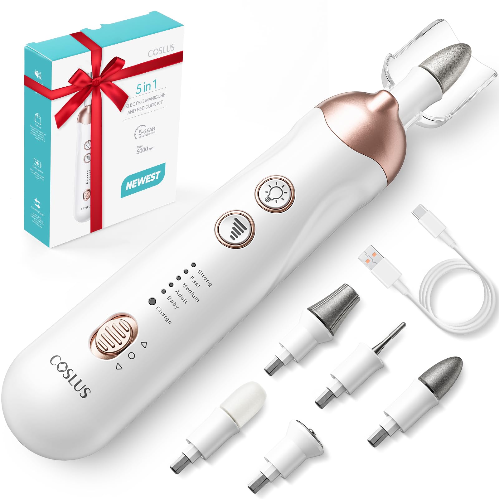 COSLUS professional-manicure-pedicure-kit cordless-nail-file ideal for at-home grooming.