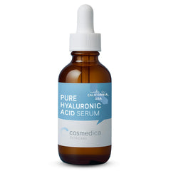 Cosmedica Skincare Hyaluronic Acid Serum bottle with pump for easy application and deep hydration.