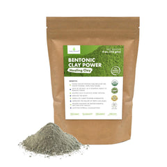 Cosmic Element bentonite clay powder jar closeup highlights food-grade purity for skincare use.