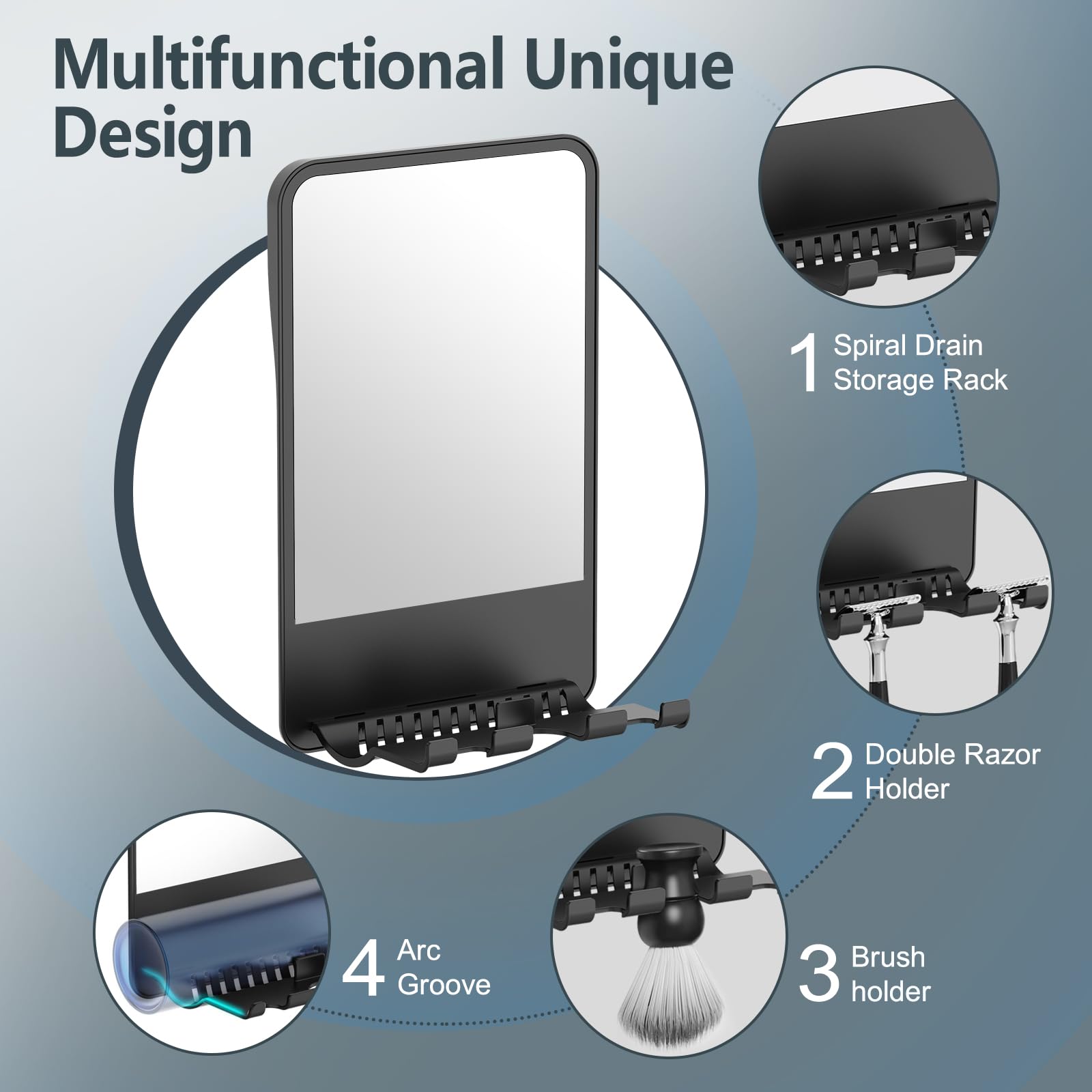 COSMIRROR adjustable-angle mirror lets you find the perfect shaving position.