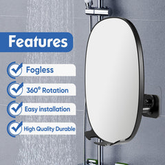 COSMIRROR shower mirror 360-rotation for flexible grooming angles