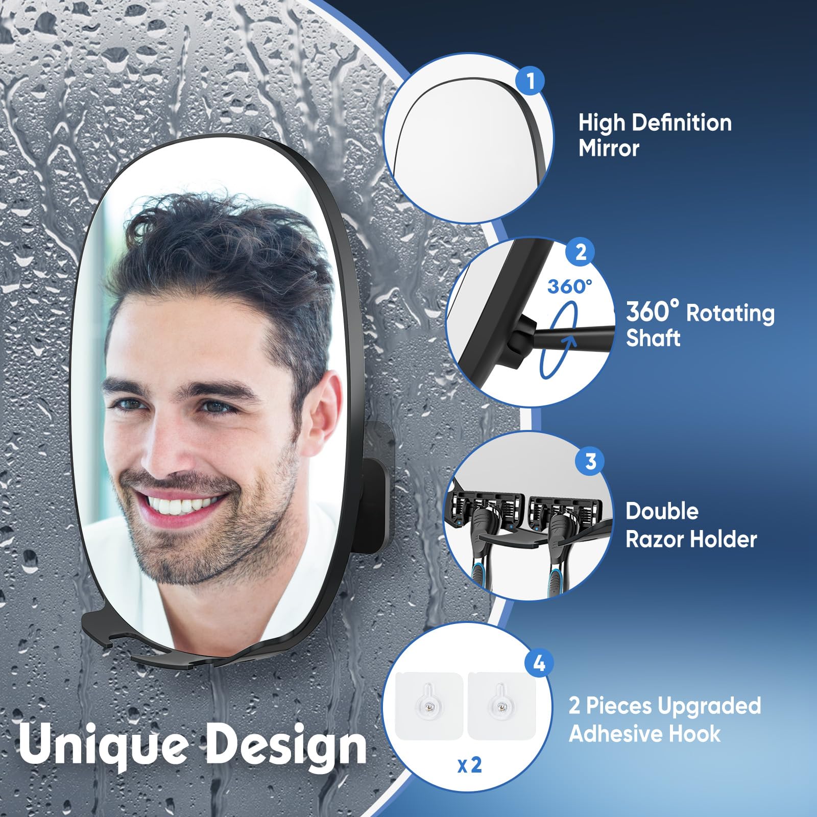 COSMIRROR black shower mirror adds sleek styling to the bathroom