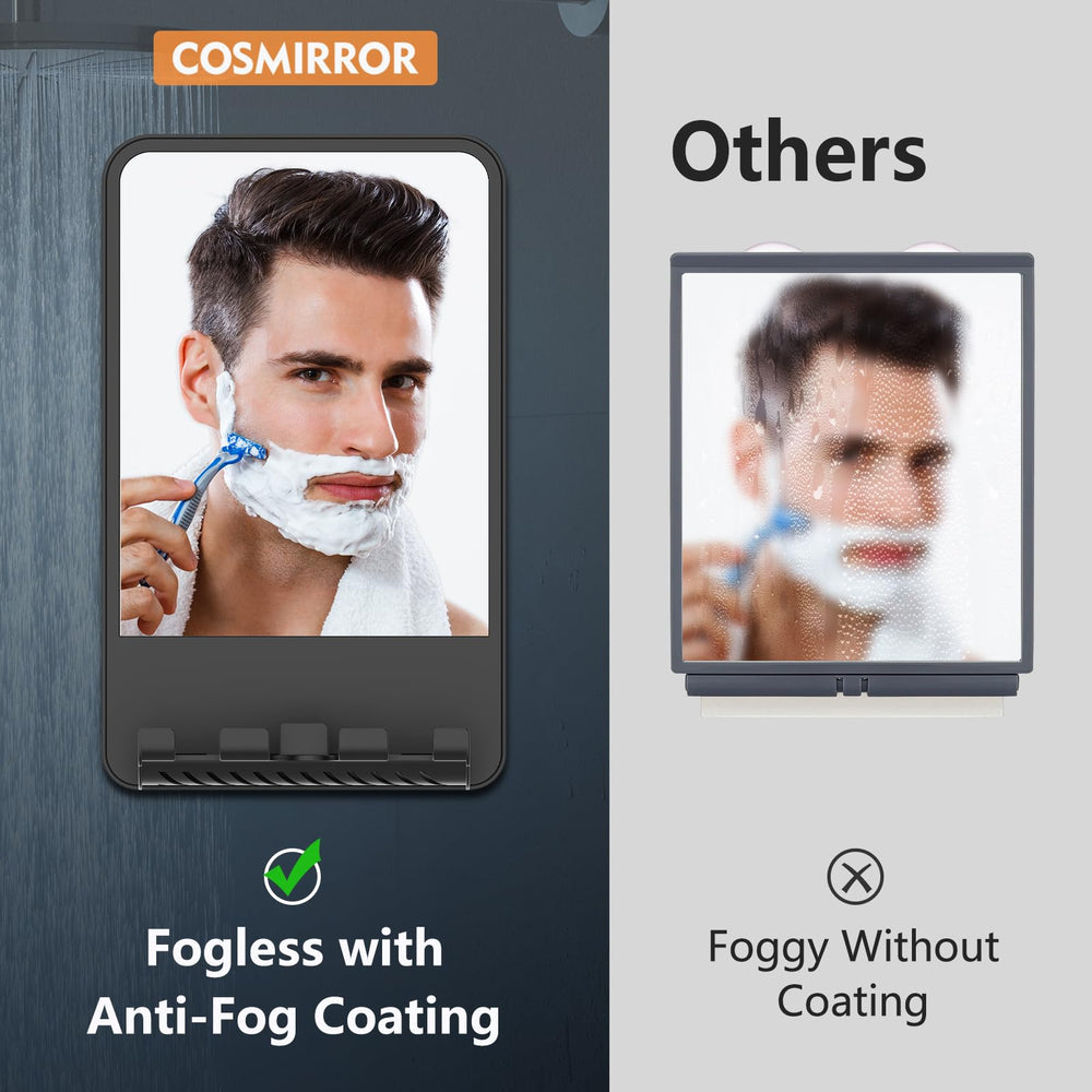 COSMIRROR storage shelf keeps foam and tools within reach.