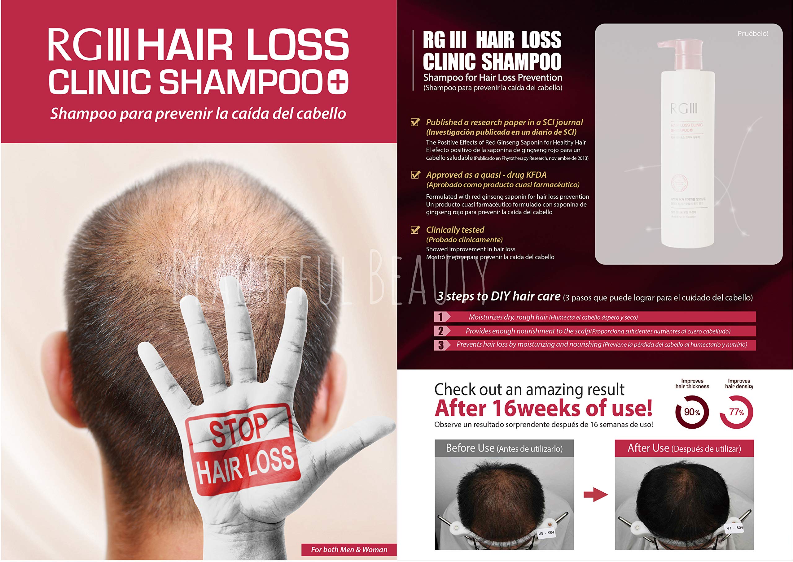 COSMOCOS RGIII ingredients panel with six natural components for hair health