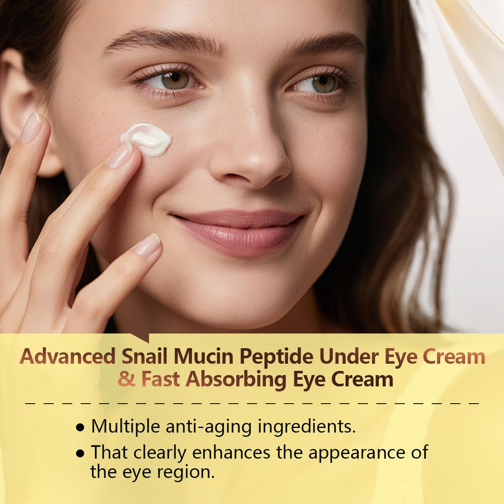 COSMOO close-up of COSMOO eye cream in morning light suggesting gentle brightening for tired-looking eyes.