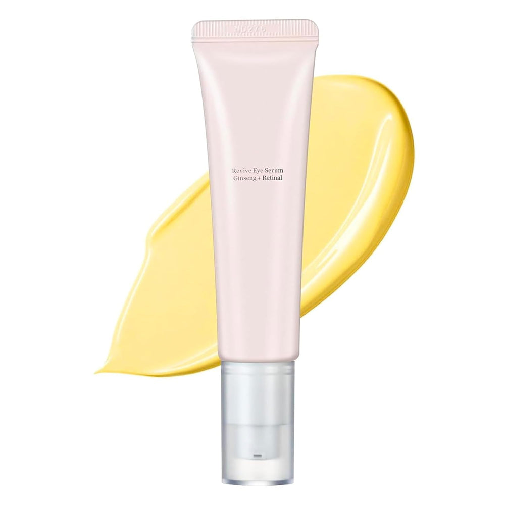 COSMOO Revive Eye Serum bottle closeup, showcasing silky texture for daily under-eye care.