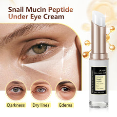 COSMOO snail-mucin moisturizing swatch showing immediate hydration for tired eyes.