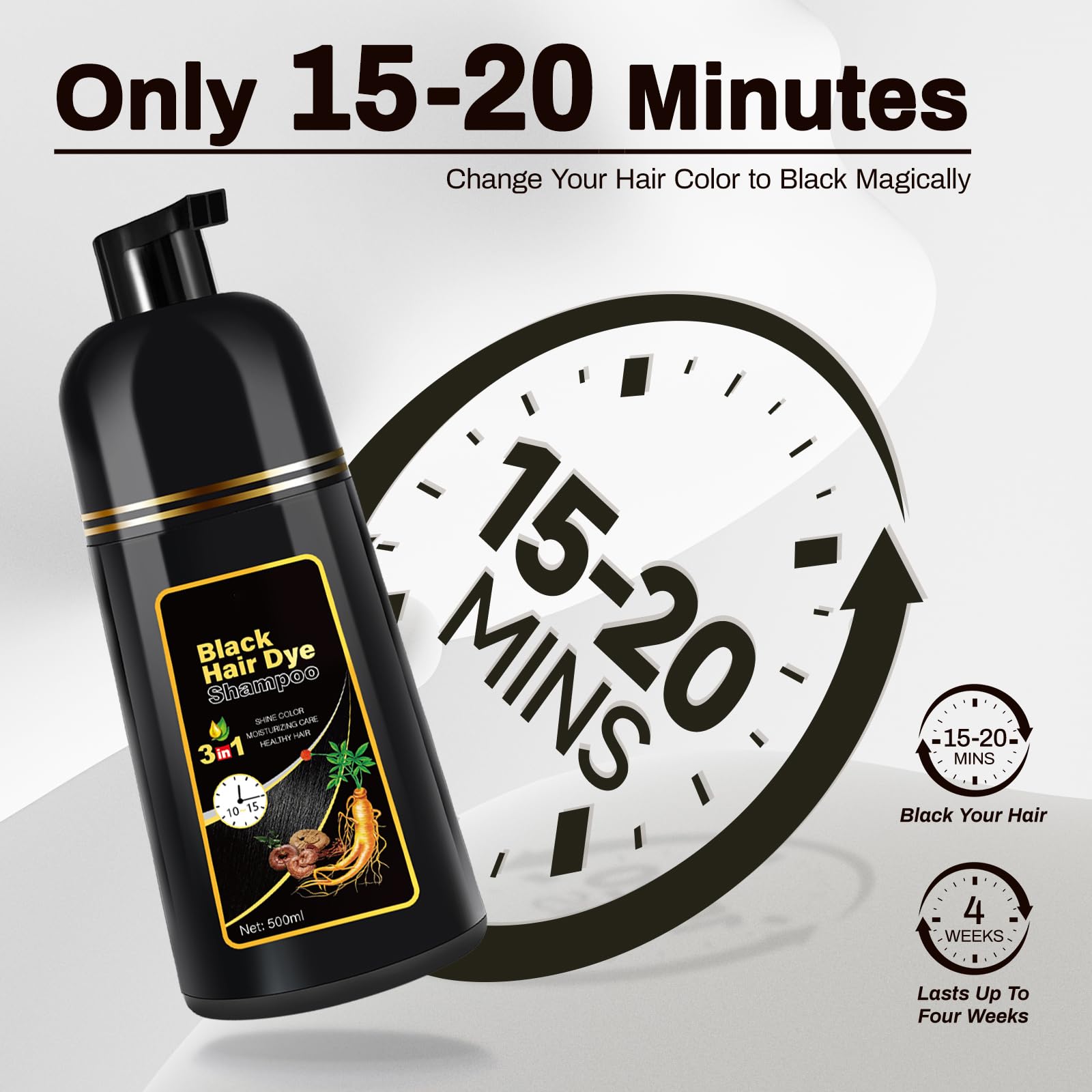 Cosmpro Black Hair Dye Shampoo natural-shine-01 enhances natural-looking gloss.